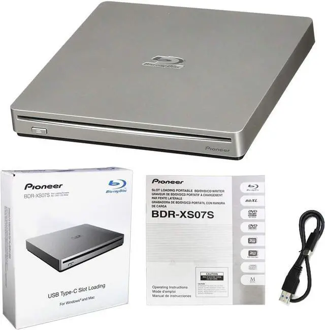 Main image of Produplicator Pioneer BDR-XS07S Portable 6X Blu-ray Burner External Drive with USB Cable - Burns CD DVD BD DL BDXL Discs