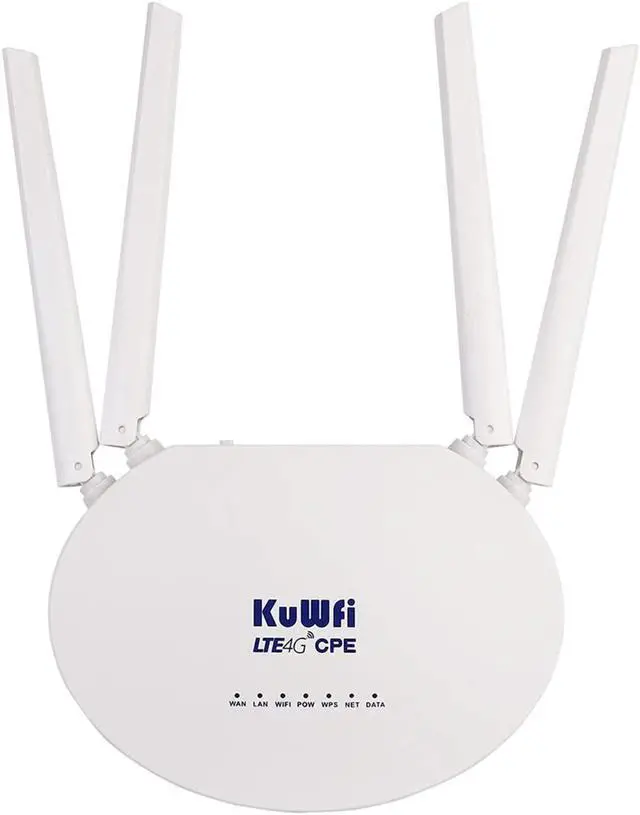 Main image of KuWFi 4G LTE Router with SIM Card Slot, 300Mbps Unlocked Wireless WiFi Internet Routers with 4pcs Non-Detachable Antennas for USA/CA/MX[Not for Verizon]