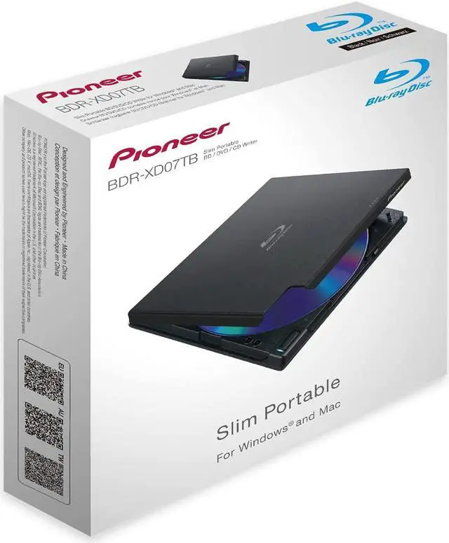 Alt view image 3 of 3 - Pioneer BDR-XD07TB 6X Slim Portable USB 3.0 BD/DVD/CD Burner - Black
