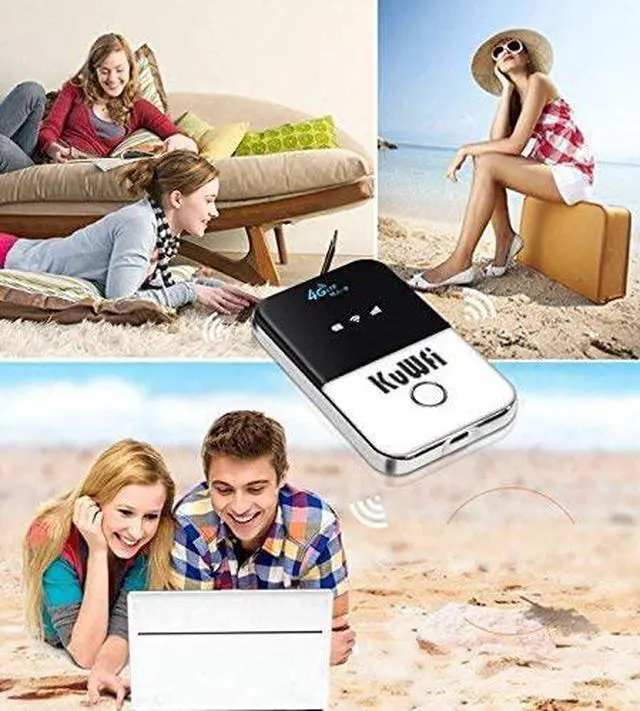 Alt view image 4 of 7 - KuWFi 4G LTE Mobile WiFi Hotspot Unlocked Travel Partner Wireless 4G Router with SIM Card Slot Support LTE FDD B2/B4/B5/B12/B17 Network Band for AT&T/T-Mobile