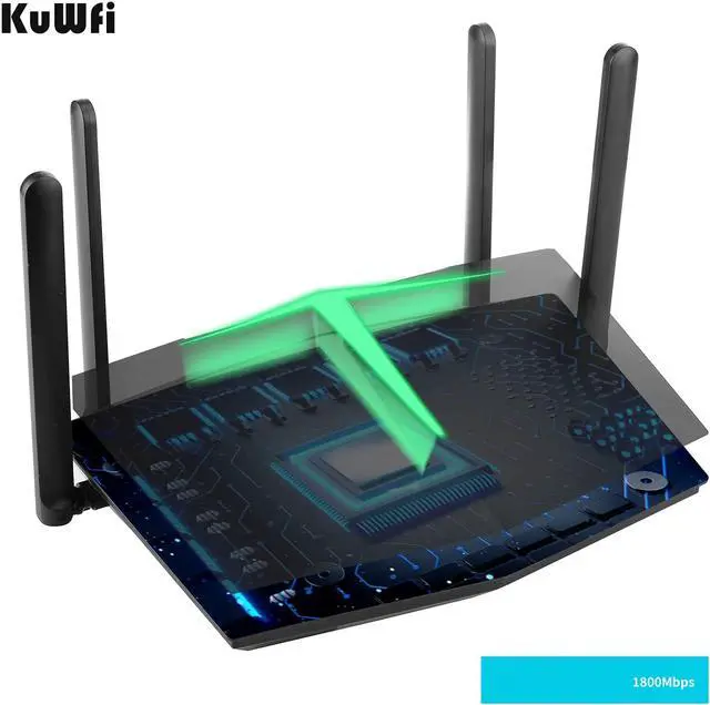 Alt view image 6 of 7 - KuWFi WiFi 6 Gaming Router Smart Dual Band WiFi 802.11ax Wireless Internet Bitcoin Routers with 4 Gigabit Ports Support Beamforming OFDMA MU-MIMO for Home Office