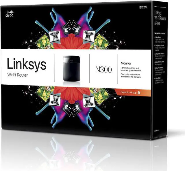 Alt view image 6 of 6 - Linksys N300 Wi-Fi Wireless Router with Linksys Connect Including Parental Controls & Advanced Settings (E1200)