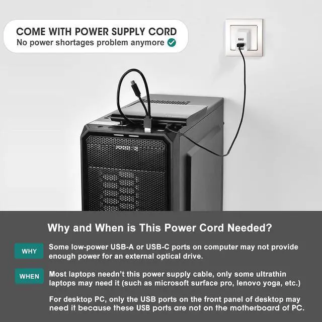 Alt view image 5 of 6 - ROOFULL External CD DVD +/-RW Drive Burner USB 3.0 Type-C Portable CD/DVD ROM Optical Player Drive Reader Writer for Windows 11/10/8/7 Laptop Desktop, Mac MacBook Pro/ Air, iMac (+Extra Power Cord)