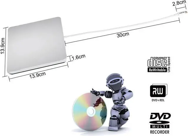Alt view image 5 of 5 - USB-C Superdrive External DVD/CD Reader and DVD/CD Burner for Apple-MacBook Air/Pro/iMac/Mini/MacBook Pro/ASUS/ASUS/DELL Latitude with USB-C Port Plug and Play(Silver)