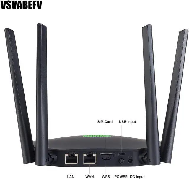 Alt view image 7 of 7 - 4G LTE Router with SIM Card Slot 300Mbps Unlocked Wireless Mobile WiFi Hotspot Routers with 4pcs Non-Detachable Antennas for B2/B4/B5/B12/B13/B17/B18/B25/B26, Sim Card Router Prepaid Hotspot