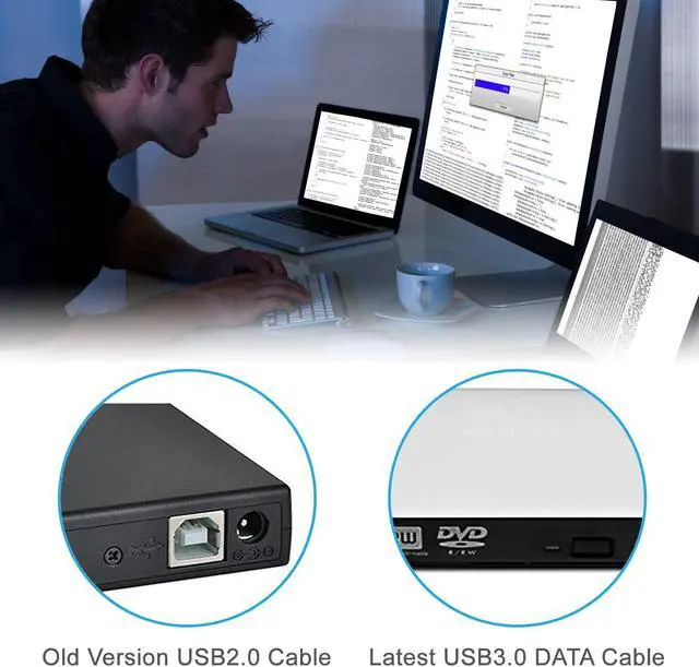 Alt view image 3 of 7 - External CD Drive By Novapolt USB 3.0 External DVD CD Drive CD DVD RW/DVD CD ROM Drive/Writer/Rewriter/USB CD Burner For High Speed Data Transfer Ideal For Linux, Mac and Windows