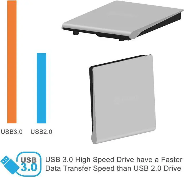 Alt view image 2 of 7 - External CD Drive By Novapolt USB 3.0 External DVD CD Drive CD DVD RW/DVD CD ROM Drive/Writer/Rewriter/USB CD Burner For High Speed Data Transfer Ideal For Linux, Mac and Windows
