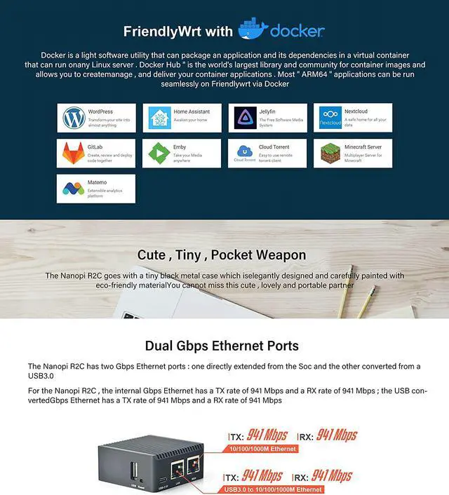 Alt view image 4 of 7 - FriendlyElec Nanopi R2S(Black) Mini Portable Travel Router OpenWRT with Dual-Gbps Ethernet Ports 1GB DDR4 Based in RK3328 Soc for IOT NAS Smart Home Gateway