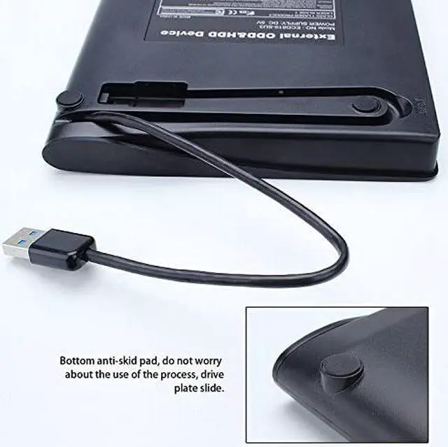 Alt view image 3 of 7 - External DVD Drive,by Ploveyy USB 3.0 Ultra Portable External CD DVD Storage Drive,External DVD Writer/Burner CD DVD RW DVD ROM Drive for Apple MacBook, MacBook Pro or Other Laptop/Desktops (Black)