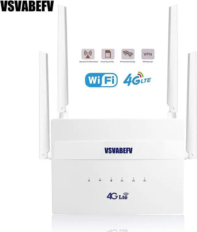 Alt view image 5 of 7 - 4G LTE Wireless Router with SIM Card Slot Unlocked 300Mbps Wireless Mobile WiFi Hotspot with Antenna for B2/B4/B5/B12/B13/B17/B18/B25, Sim Card Router Support T-Mobile AT&T