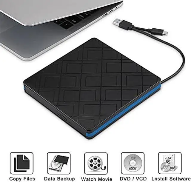 Alt view image 3 of 4 - JINDAO DVD Burner, External CD DVD Drive, Type-C USB 3.0 Portable DVD Player,CD-ROM/DVD-RW CD USB Drive for Windows for Linux Laptop Cd/DVD Optic Laptop Drive External DVD Drive