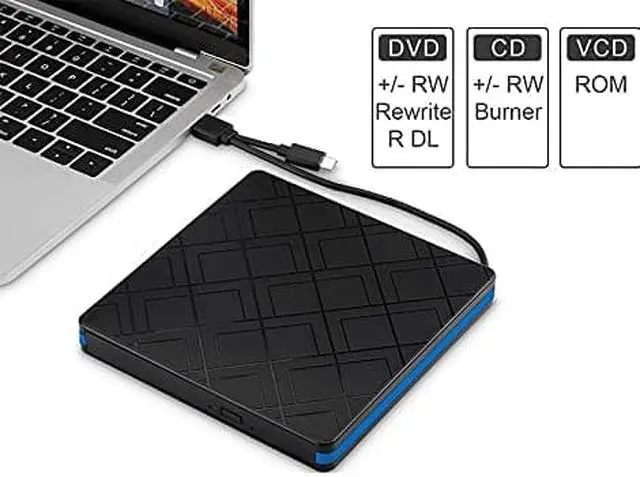 Alt view image 2 of 4 - JINDAO DVD Burner, External CD DVD Drive, Type-C USB 3.0 Portable DVD Player,CD-ROM/DVD-RW CD USB Drive for Windows for Linux Laptop Cd/DVD Optic Laptop Drive External DVD Drive