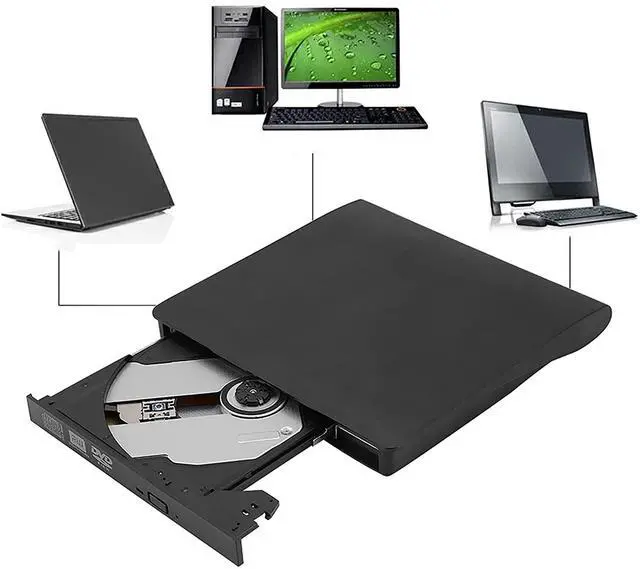 Alt view image 2 of 7 - External CD/DVD Drive for Laptop, DVD Recorder disc writer, DVD Writer USB 3.0 External 8X DVD 24X CD High Speed Portable DVD CD Drive Recorder for Windows for Mac Computer Laptop