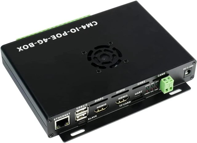 Alt view image 3 of 7 - Waveshare Industrial IoT Mini-Computer Based On Raspberry Pi Compute Module 4 Waveshare CM4 Industrial IoT Board Inside PoE 5G/4G Metal Case with Cooling Fan