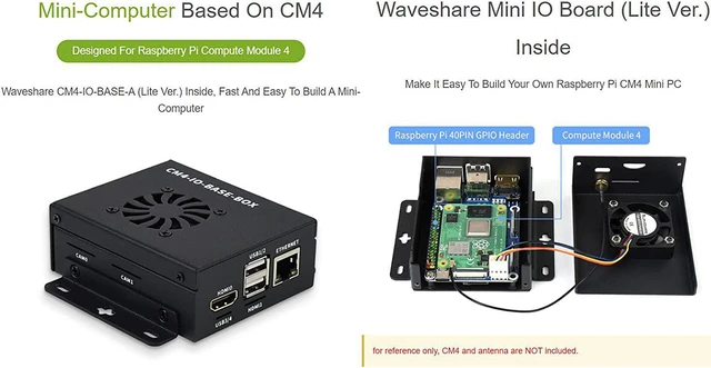 Alt view image 3 of 7 - Waveshare Mini-Computer Based On Raspberry Pi Compute Module 4 (NOT Included) Mini IO Board Full Ver Metal Case with Cooling Fan