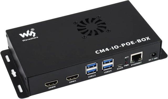 Alt view image 2 of 7 - Waveshare PoE Mini-Computer Based On Raspberry Pi Compute Module 4 (NOT Included) Waveshare CM4 PoE IO Board Inside Metal Case with Cooling Fan