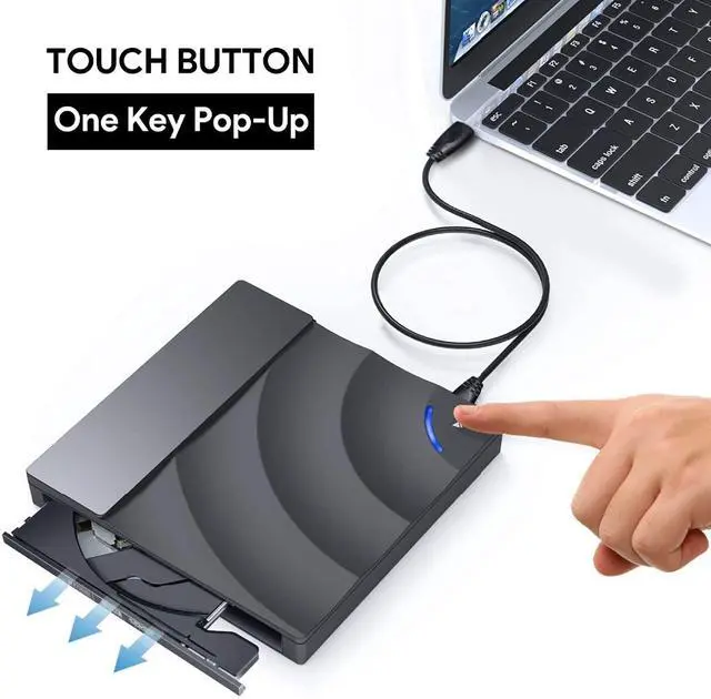 Alt view image 4 of 7 - QQO External CD Drive, External DVD Drive High Speed USB 3.0 CD DVD Drive for Laptop Desktop Portable Slim CD DVD +/-RW Burner Player Writer Rewriter