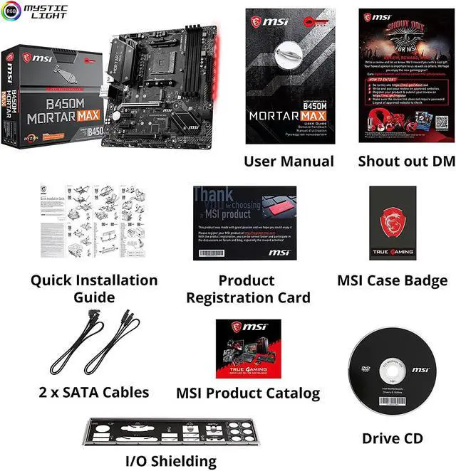 Alt view image 13 of 15 - B450M Mortar Max Socket AM4 AMD B450 DDR4 Micro ATX Motherboard (B450M MORTAR MAX)