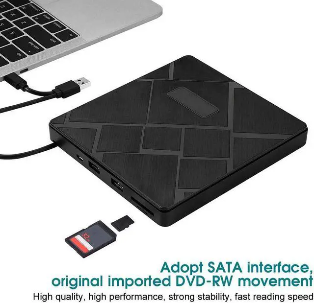 Alt view image 4 of 7 - Optical Drive, Optical DVD, CD/DVD/VCD Burning Drive High Speed External Drives, Universal External Bluray Optical Disc Drive, Multifunctional External CD and DVD Drives