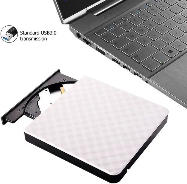 Alt view image 2 of 4 - JINDAO Mobile External Burner External Optical Drive USB 3.0 External DVD Burner CD/DVD ROM CD RW Player Optical Drive Writer Recorder External DVD Drive (Color:White)