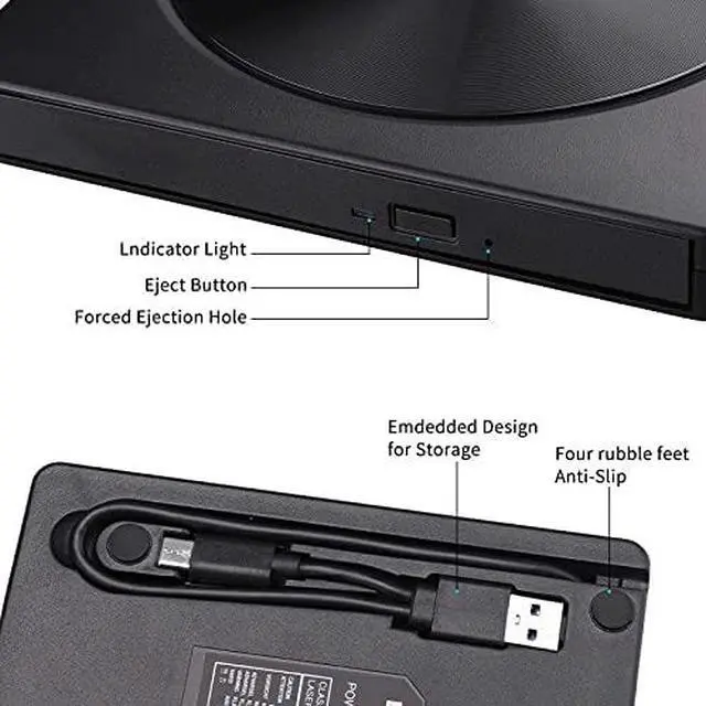 Alt view image 5 of 6 - JINDAO External DVD Drive USB 3.0 Portable CD/DVD+/-RW Drive/DVD Player for Laptop CD ROM Burner Compatible USB CD Drive Home Audio External DVD Drive