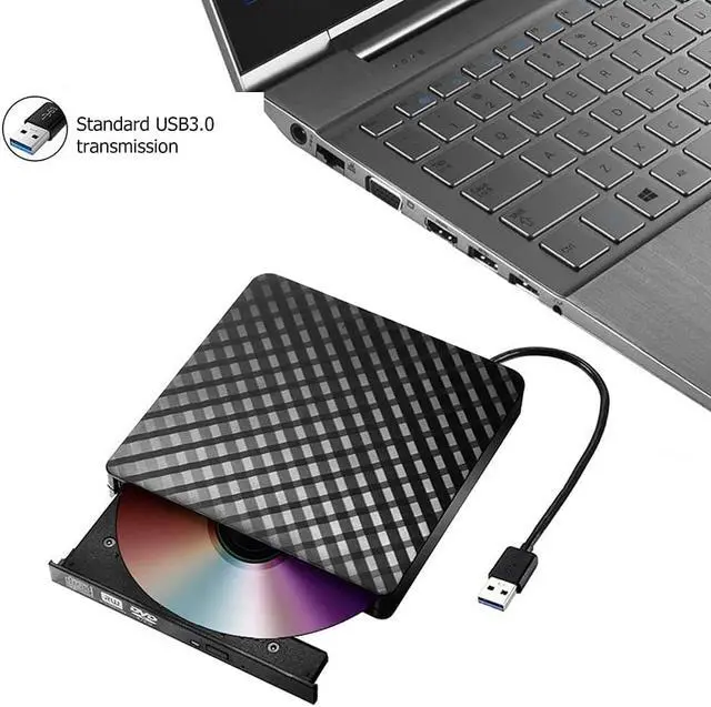 Alt view image 2 of 3 - JINDAO Mobile External Burner External Optical Drive USB 3.0 External DVD Burner CD/DVD ROM CD RW Player Optical Drive Writer Recorder External DVD Drive (Color:Black)