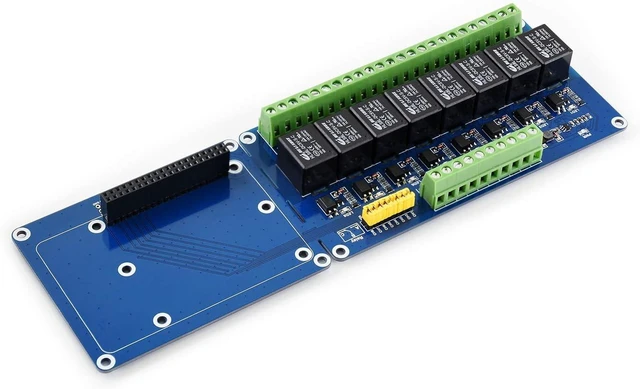 Alt view image 2 of 7 - Waveshare Expansion Board 8 Channel Relay Expansion Board 5V Power Supply Compatible with Raspberry Pi A+/B+/2B/3B/3B+ Control High Voltage Home Appliances