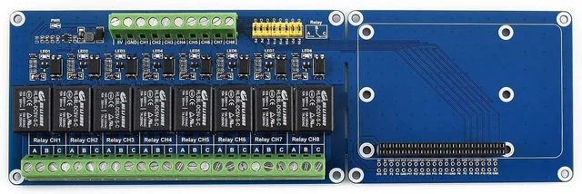 Alt view image 6 of 7 - Waveshare Expansion Board 8 Channel Relay Expansion Board 5V Power Supply Compatible with Raspberry Pi A+/B+/2B/3B/3B+ Control High Voltage Home Appliances