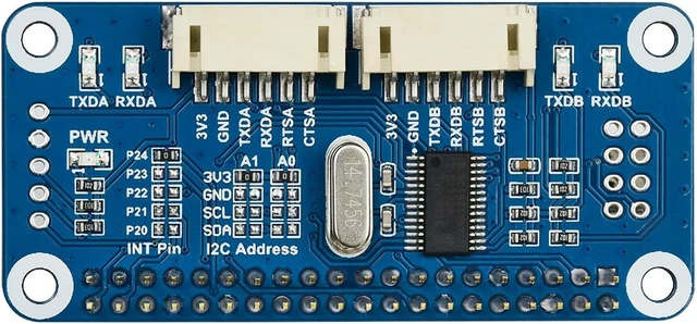 Alt view image 2 of 4 - Waveshare Serial Expansion HAT for Raspberry Pi Zero/Zero W/Zero WH/2B/3B/3B+ via I2C Interface 2-ch UART 8 GPIOs