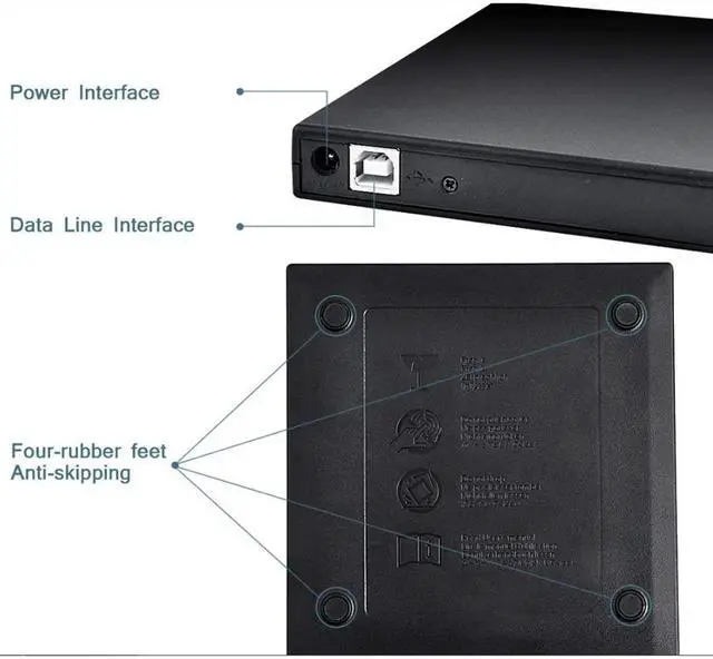 Alt view image 3 of 5 - jiande USB External CD DVD Drive CD Player External Mobile Optical Drive DVD Burner External DVD Box Removable Disc Computer CD External USB Black