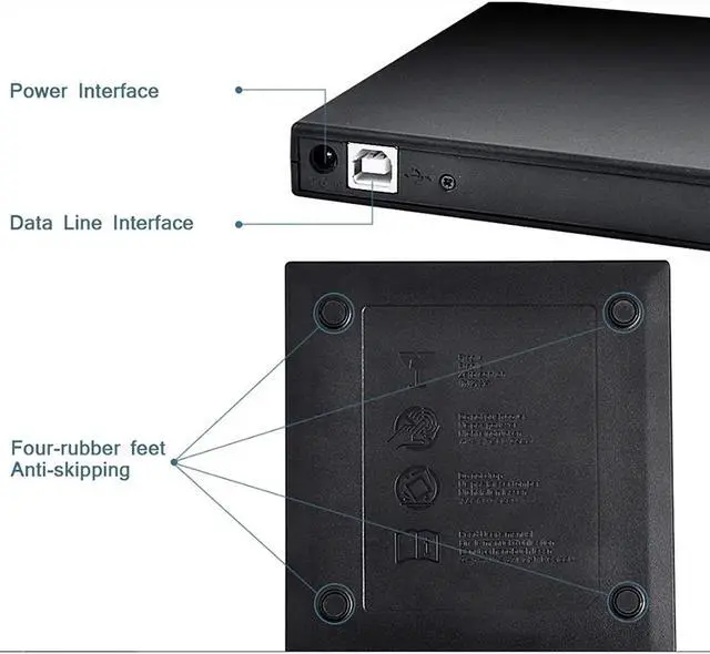 Alt view image 2 of 6 - LHHH Hi-Fi Music Sound System USB External CD DVD Drive CD Player External Mobile Optical Drive DVD Burner External DVD Box Removable Disc Computer CD External USB Black
