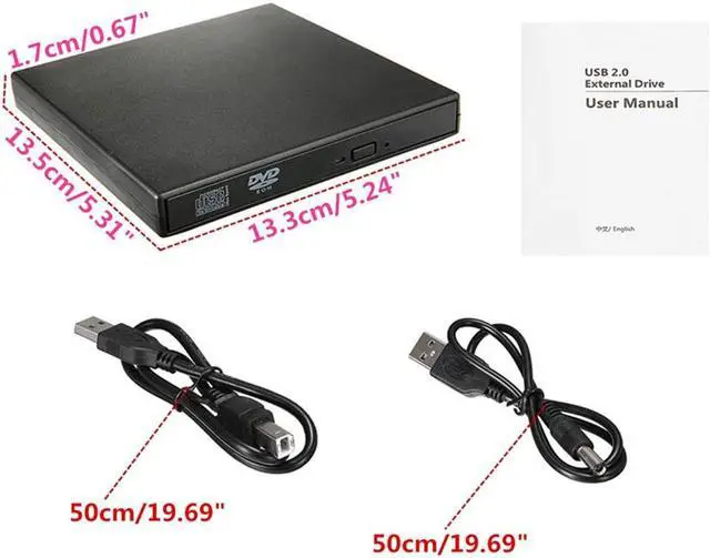 Alt view image 4 of 6 - YADSHENG Optical Drive External CD DVD Drive USB CD Burner CD/DVD Player Optical Drive for PC Laptop Windows External CD Drive (Color : Black, Size : One Size)
