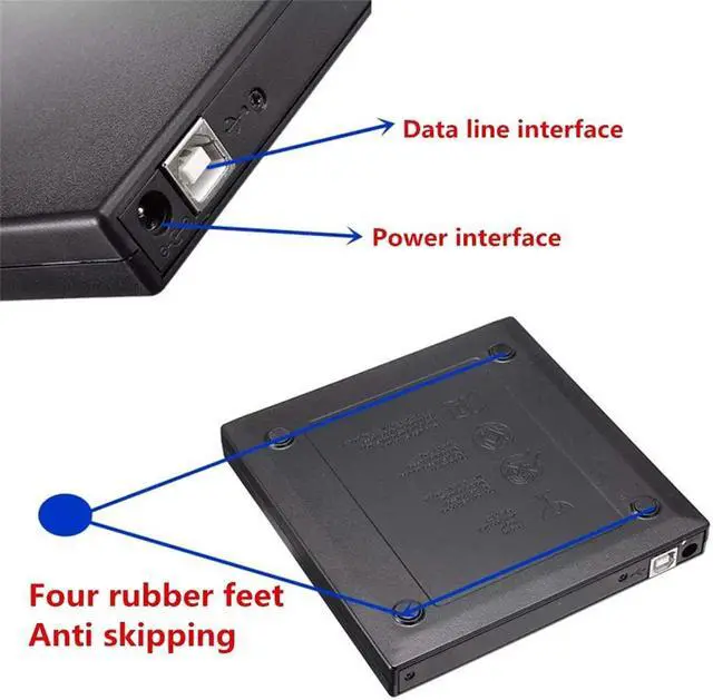 Alt view image 5 of 6 - YADSHENG Optical Drive External CD DVD Drive USB CD Burner CD/DVD Player Optical Drive for PC Laptop Windows External CD Drive (Color : Black, Size : One Size)