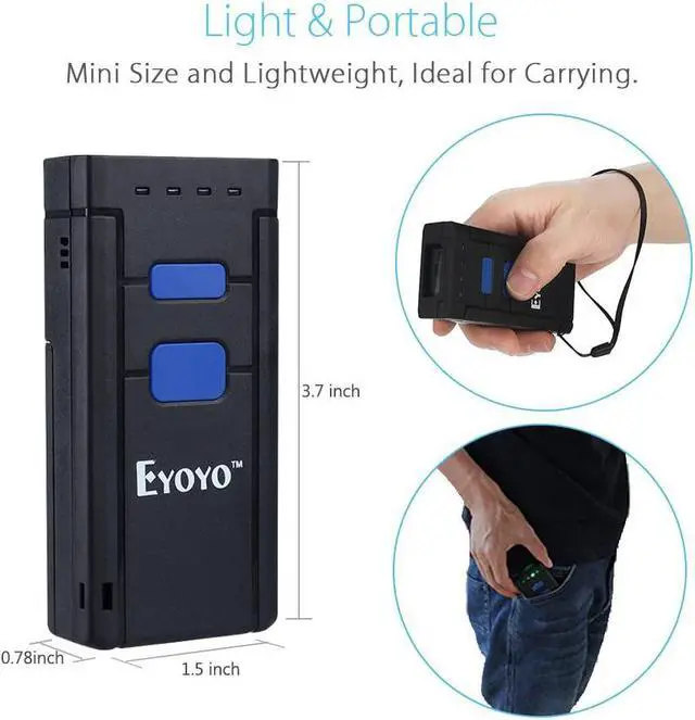 Alt view image 5 of 7 - Eyoyo Mini 1D Wireless Barcode Scanner Bluetooth,3-in-1 Bluetooth&2.4G Wireless&Wired Connection, Portable Inventory Bar Code Reader Compatible with iPhone, Android, Windows, Mac Tablets or Computers