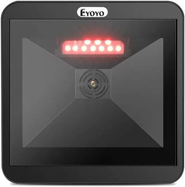 Main image of Eyoyo Hands-Free 2D QR Barcode Scanner, Omnidirectional Desktop Automatic 1D Barcode Reader Big Scan Window to Read PDF417 on ID Card, Driver's License, Passport for Supermarket Library Retail Store