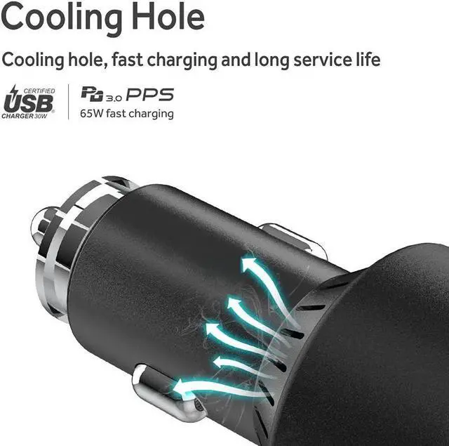 Alt view image 3 of 7 - BoxWave Car Charger Compatible with HOTO 20V Cordless Portable Washer Pro - PD Car Charger Bundle (65W), Power Delivery Cable Car Adapter - Jet Black