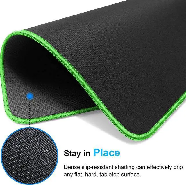 Alt view image 4 of 7 - SaiTech IT 20 Pack Gaming Mouse Pad, Water Resistance Coating Natural Rubber Gaming Mouse Pad with Stitched Edges & Non-Slippery Rubber Base (9.84 x 8.27 Inch) - Black with Green Stitched Border