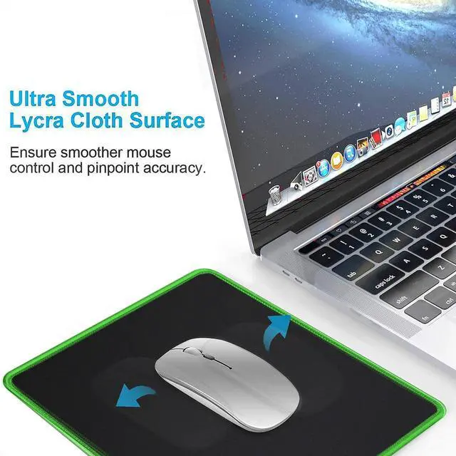 Alt view image 6 of 7 - SaiTech IT 20 Pack Gaming Mouse Pad, Water Resistance Coating Natural Rubber Gaming Mouse Pad with Stitched Edges & Non-Slippery Rubber Base (9.84 x 8.27 Inch) - Black with Green Stitched Border