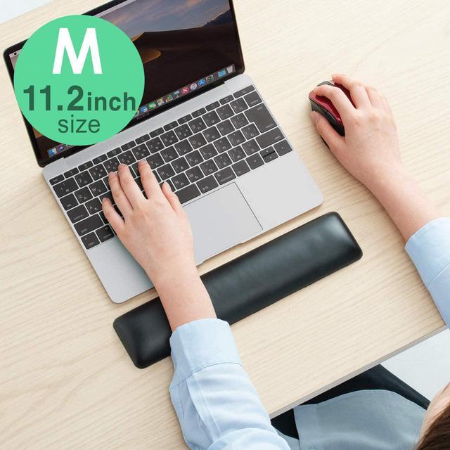 Black Japan Brand MacBook PU Leather Wrist Cushion Support for Office 170×70×19mm Gaming, Comfortable Gaming Wrist Pillow SANWA Laptop Gel Wrist Rest for Keyboard & Mouse Computer Non-Slip 