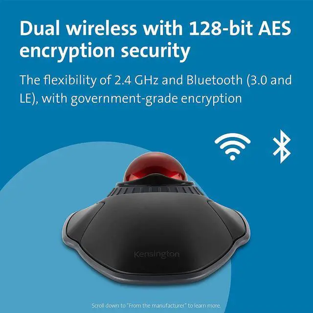 Alt view image 2 of 6 - Kensington Orbit Wireless Trackball with Scroll Ring - Black (K70990WW)
