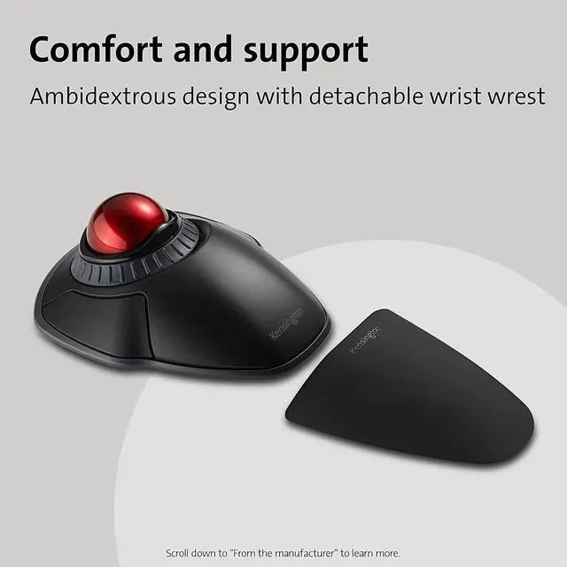 Alt view image 5 of 6 - Kensington Orbit Wireless Trackball with Scroll Ring - Black (K70990WW)