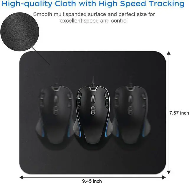 Alt view image 4 of 7 - Mouse Pad with Comfortable Edge 3 Pack Premium-Textured & Washable Mousepad Bulk with Non-Slip Rubber Base Mouse Pads for Computers Laptop PC Office & Home 9.45 x 7.87 in Black
