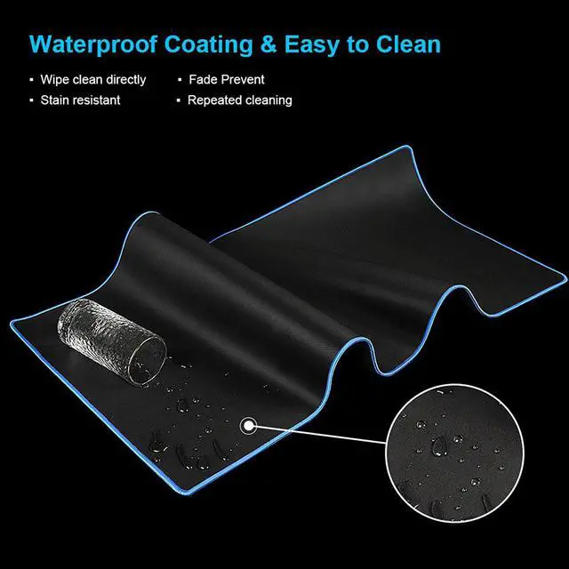 Alt view image 2 of 6 - Large Gaming Mouse Pad(35.4x15.7x0.16in) Black Thick Computer Extended Mousepad for Laptop Smooth Keyboard Mat with Non Slip Rubber Base Stable Desk Pad Blotter with Durable Stitched Edges