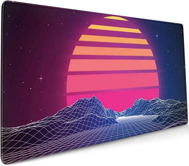 Main image of Retro Neon Sunset Synthwave Extended Mouse Pad 35.4x15.7 Inch XXL Retrowave Vaporwave Non-Slip Rubber Base Large Gaming Mousepad Stitched Edges Waterproof Keyboard Mouse Desk Pad for Office Home