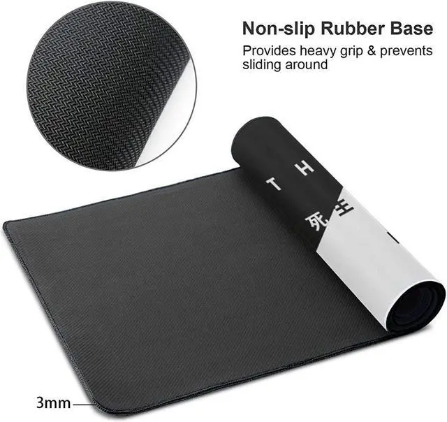 Alt view image 3 of 5 - Black and White Cherry Blossom Gaming Mouse Pad XL Extended Large Mouse Mat Desk Pad Stitched Edges Mousepad Long Non-Slip Rubber Base Mouse Pad 31.5 X 11.8 Inch
