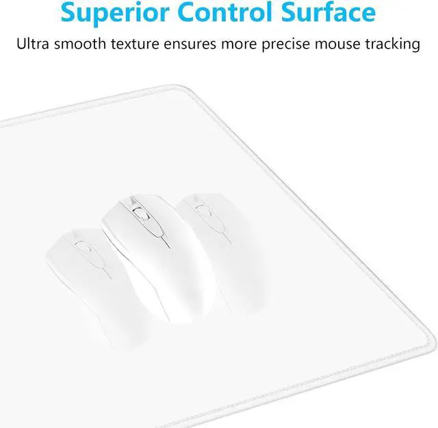 Alt view image 3 of 7 - Dapesuom Large Mouse Pad, Extended Gaming Mouse Mat with Stitched Edges, Waterproof Full Size Desk Mats with Non-Slip Base, Computer Big Desktop Keyboard Pad for Laptop, Office, 23.6 x 11.8 in, White