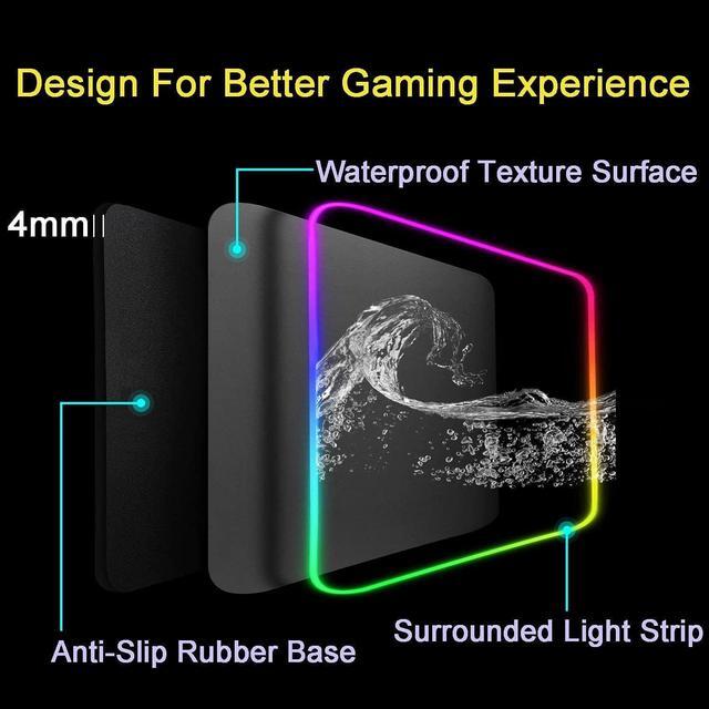 Alt view image 2 of 7 - RGB Gaming Mouse Pad, Large Mousepad with 12 Lighting Modes 2 Brightness Levels, Big Mouse Mat LED Extended Mouse Pad Anti-Slip Waterproof, Computer Keyboard Mousepad Mat (31.5 x 11.8 Inch)