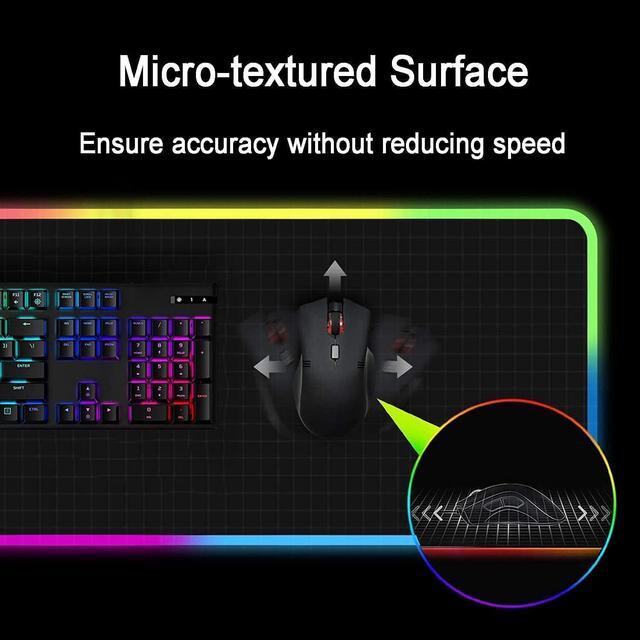 Alt view image 4 of 7 - RGB Gaming Mouse Pad, Large Mousepad with 12 Lighting Modes 2 Brightness Levels, Big Mouse Mat LED Extended Mouse Pad Anti-Slip Waterproof, Computer Keyboard Mousepad Mat (31.5 x 11.8 Inch)