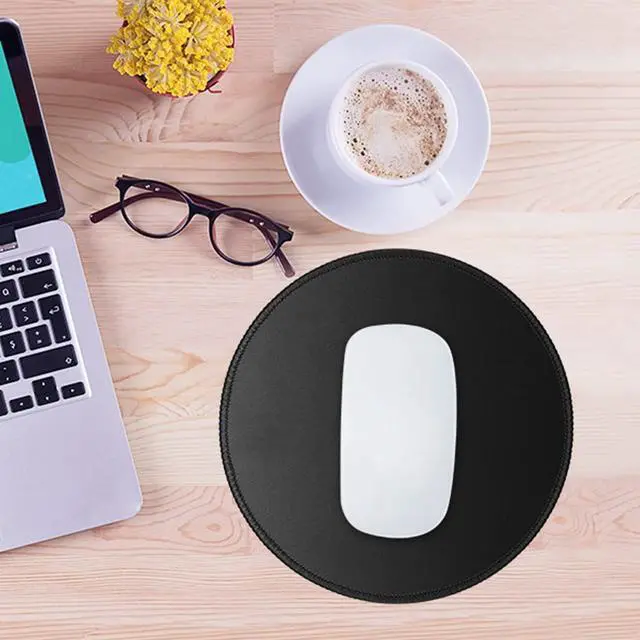 Alt view image 2 of 7 - 4 Pack Computer Mouse Pad with Non-Slip Rubber Base Premium-Textured Mousepads Bulk with Stitched Edges Mouse Pads Pack for Computers Laptop PC Office & Home 7.9x7.9 inches 3mm Black