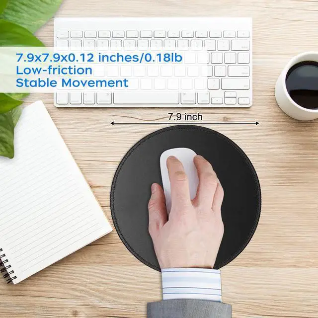 Alt view image 7 of 7 - 4 Pack Computer Mouse Pad with Non-Slip Rubber Base Premium-Textured Mousepads Bulk with Stitched Edges Mouse Pads Pack for Computers Laptop PC Office & Home 7.9x7.9 inches 3mm Black